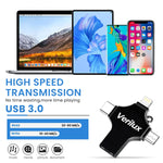 Verilux 4 in 1 Pendrive 64GB for iPhone iPad and Android with Type C Interface | Brushed Metal Design