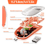 Verilux Wireless Mouse for Laptop with 2.4G and Bluetooth, 1600DPI, Transparent Orange Design