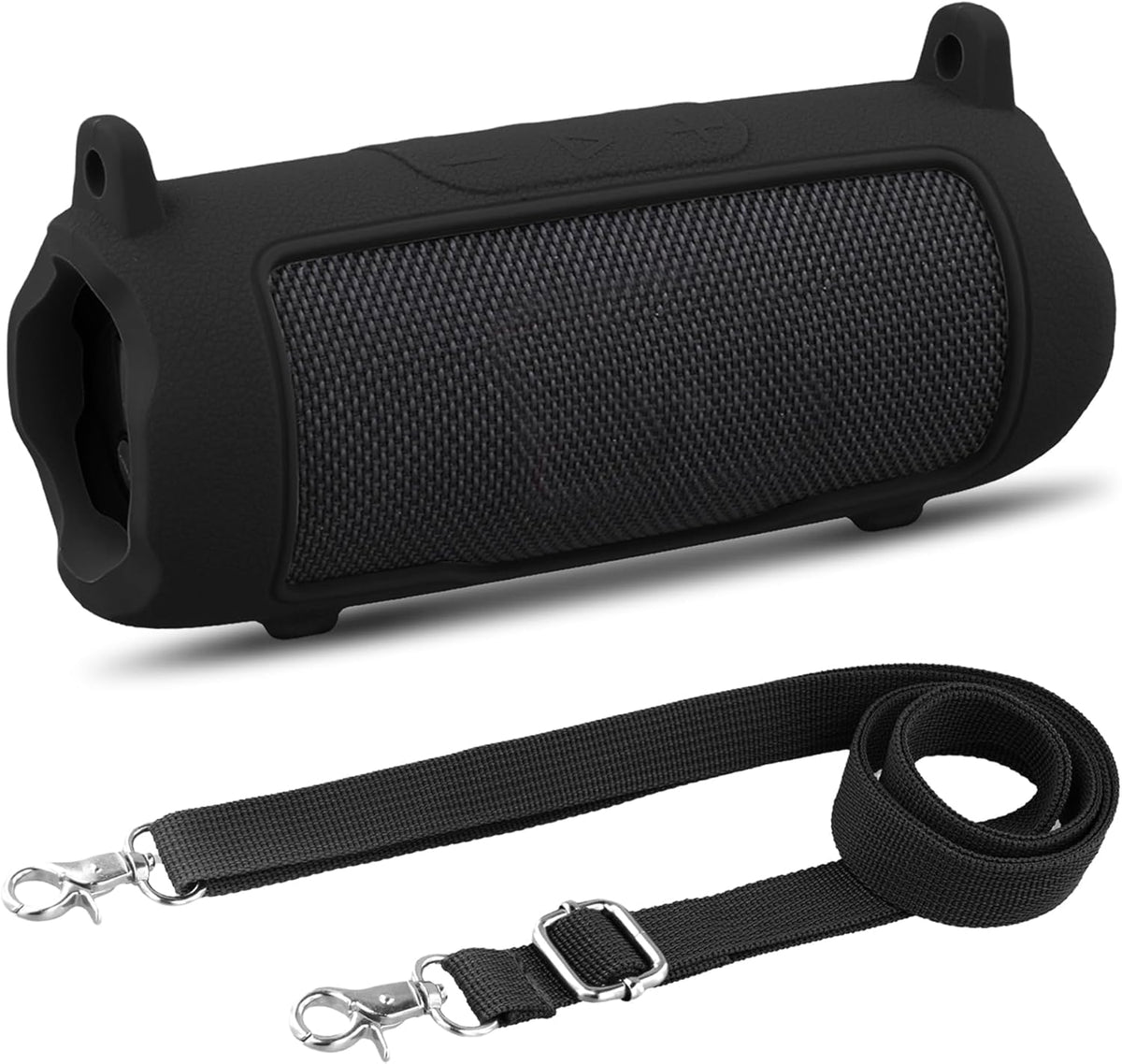 ZORBES® Silicone Case for JBL Flip 7 Portable Waterproof Speaker, Portable Travel Soft Cover with Shoulder Strap, Protective Skin Case (Black Case Only)