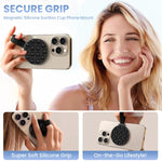 ZORBES® Magnetic Suction Cup Phone Mount, Silicone Suction Phone Case Grip Stand Holder for MagSafe, Hands-Free Mirror Shower Phone Holder Mount Fit, TikTok CreatorVideosSelfies