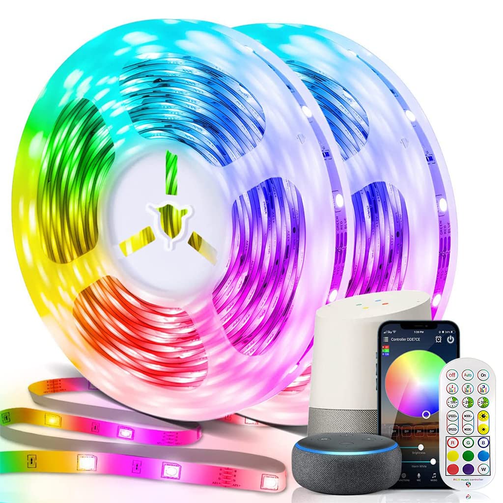Verilux® 10M Smart WiFi LED Strip Lights, Remote APP Control Lighting Strips, Music Sync Color Changing, Plug and Play for Bedroom, Kitchen, TV, Party, Compatible with Google Assistant, IFTTT