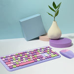 Verilux Wireless Keyboard and Mouse Combo with 110 Keys and Cleaning Brush | Purple Gift for Girls