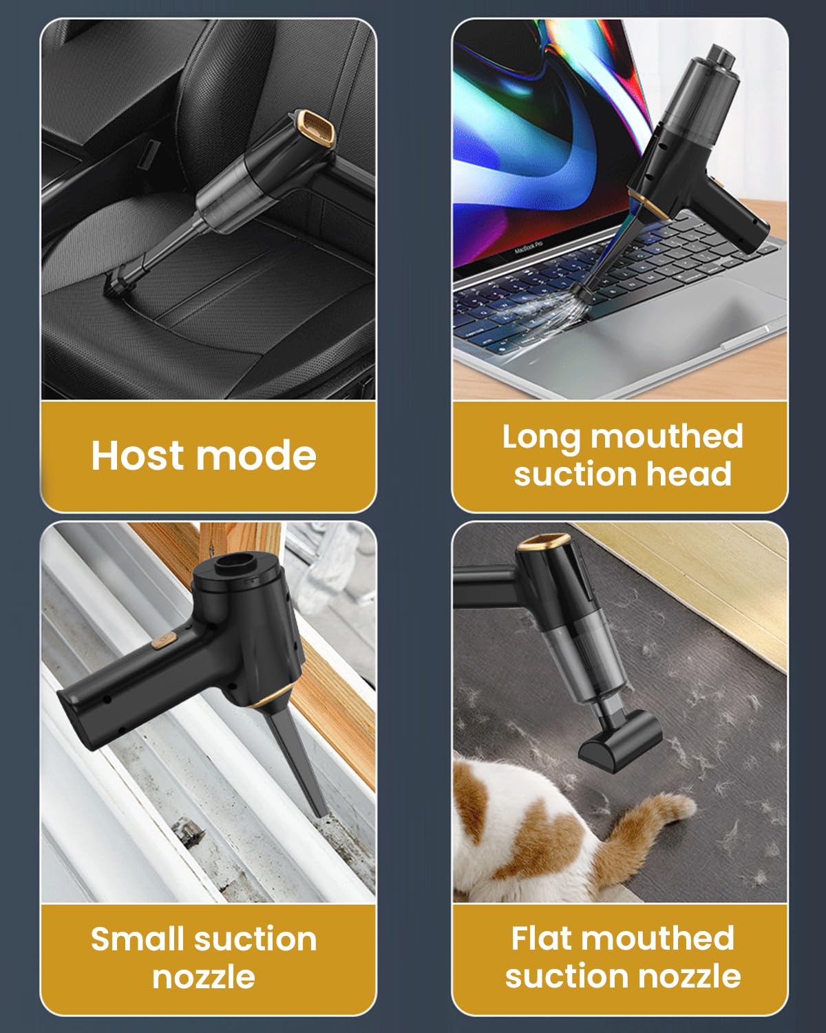 Verilux Compressed Air Duster for Computer and Car Cleaning with 16000Pa 120W Power | Cordless Handheld Vacuum Featuring Multi Nozzles