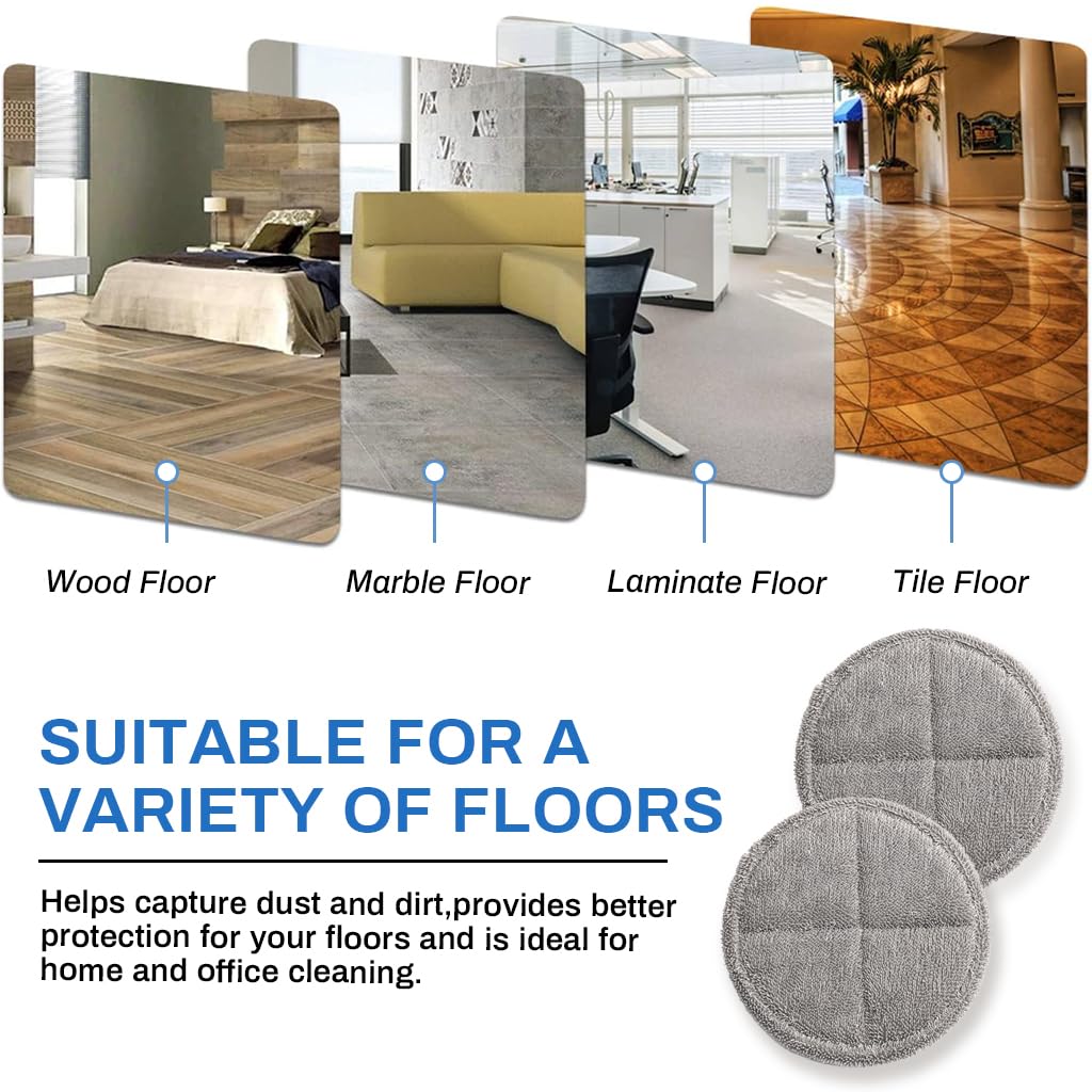 Verilux Replacement Mop Pads for AGARO Floor Scrubber 16cm 6.3 in | Super Absorbent Reusable Pads