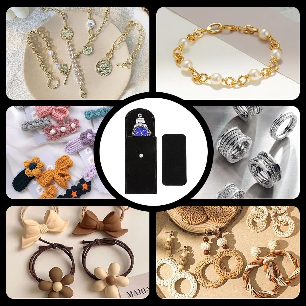 ZORBES® Travel Watch Box, Leather Storage Case Wrist Watch Storage Pouch, Double Sided Velvet Liner Anti-Scratch Protective Storage Pouch, Travel Watch Organizer, 7x13x4cm, Only Box