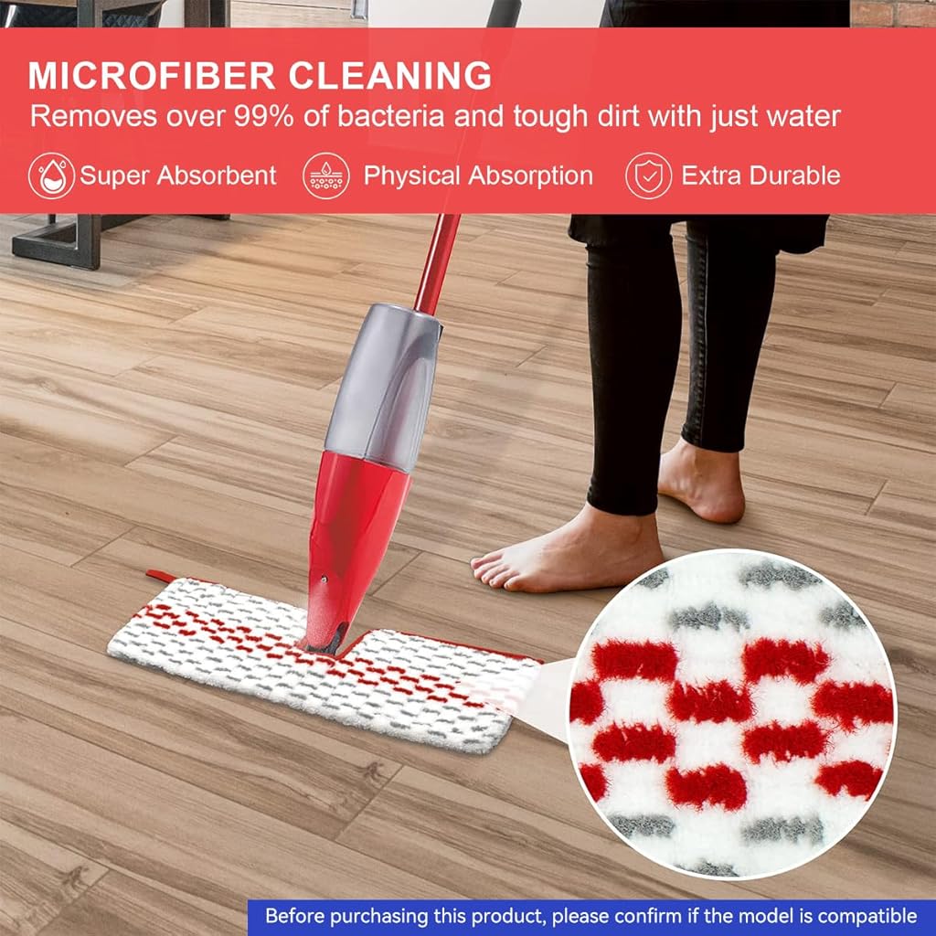 Verilux® 4Pcs Replacement Mop Cloth for O-Cedar ProMist MAX Spray Double Sided Microfiber Mop Pads Washable and Reuseable Wet Dry Use Replacement Mop Pads Spare Mop Cloth