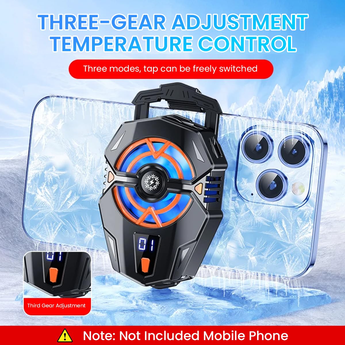 Verilux Phone Cooler for Gaming with 3 Speed Fan and Digital Display | Fits 4.5–6.7 in Phones