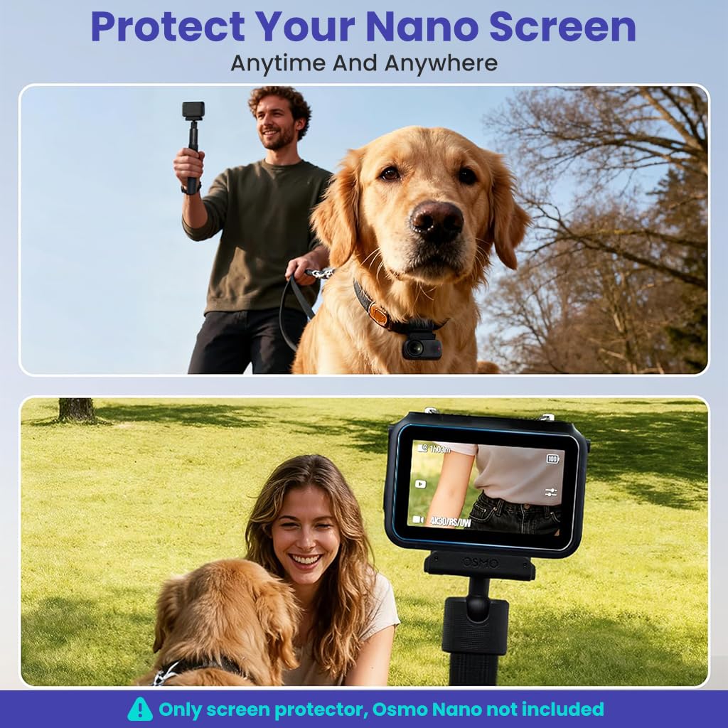ZORBES® Compatible with Osmo Nano, Action Camera Screen Protector & Lens Cover Set, HD Tempered Glass Film with Anti-Scratch, Anti-Fingerprint, and High Transparency Protection