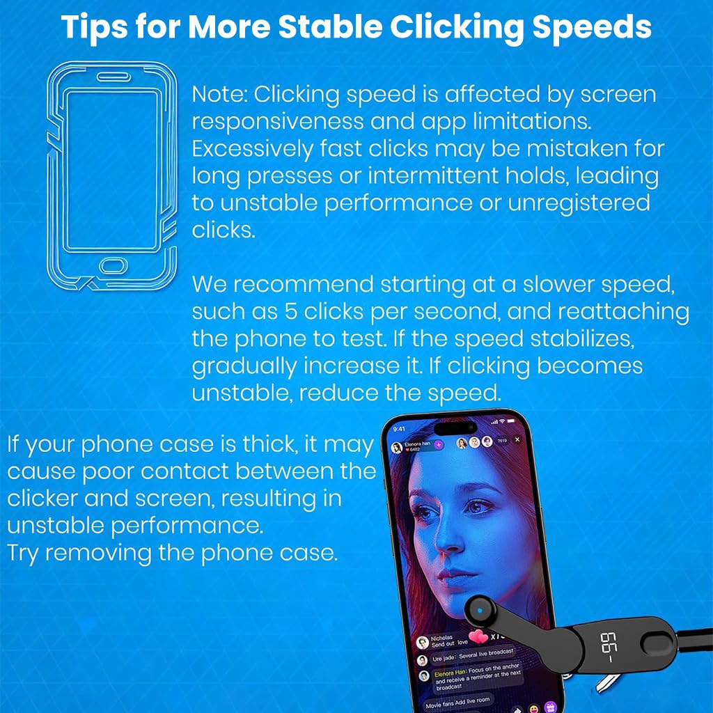 ZORBES® USB Wired Auto Clicker Screen Tapping Device, Adjustable Speed with Button Control, USB Plug and Go, Universal Touchscreen Compatibility for Phone, Tablet