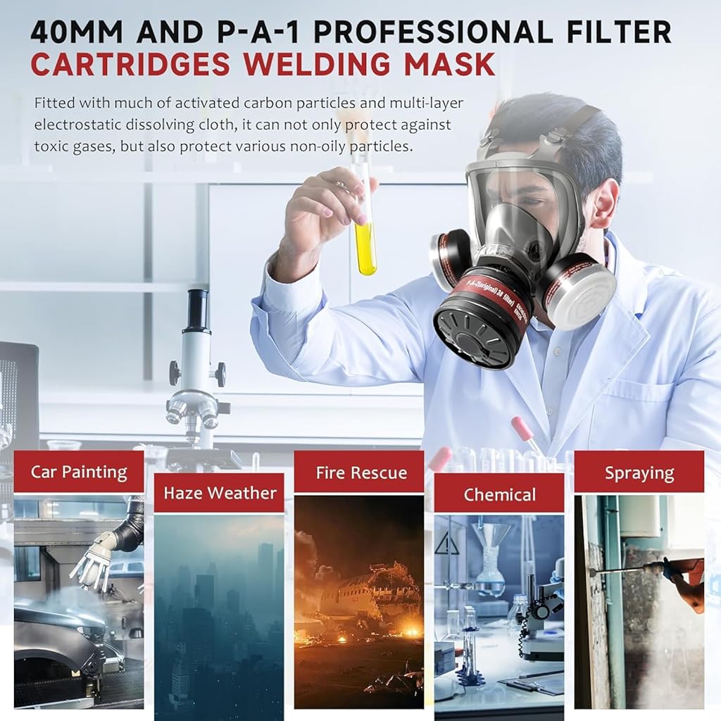 Serplex Gas Mask with Replacement Filters for Professional Protection