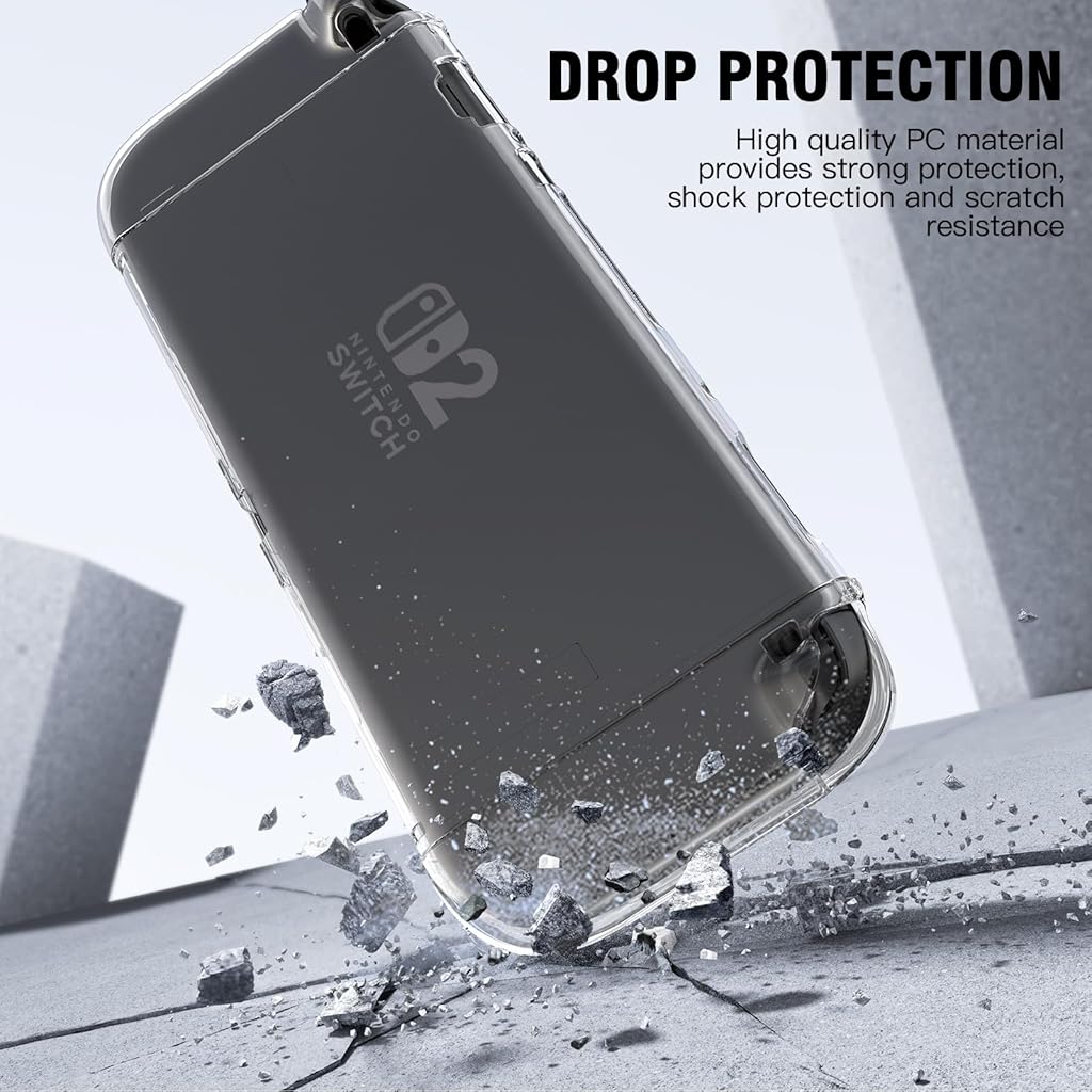 ZORBES® Transparent Protective Grip Case Compatible with 2025 Nintendo Switch 2, Anti-Scratch, Hard PC Cover for Nintendo Switch 2 Console & Joy-Cons, Clear