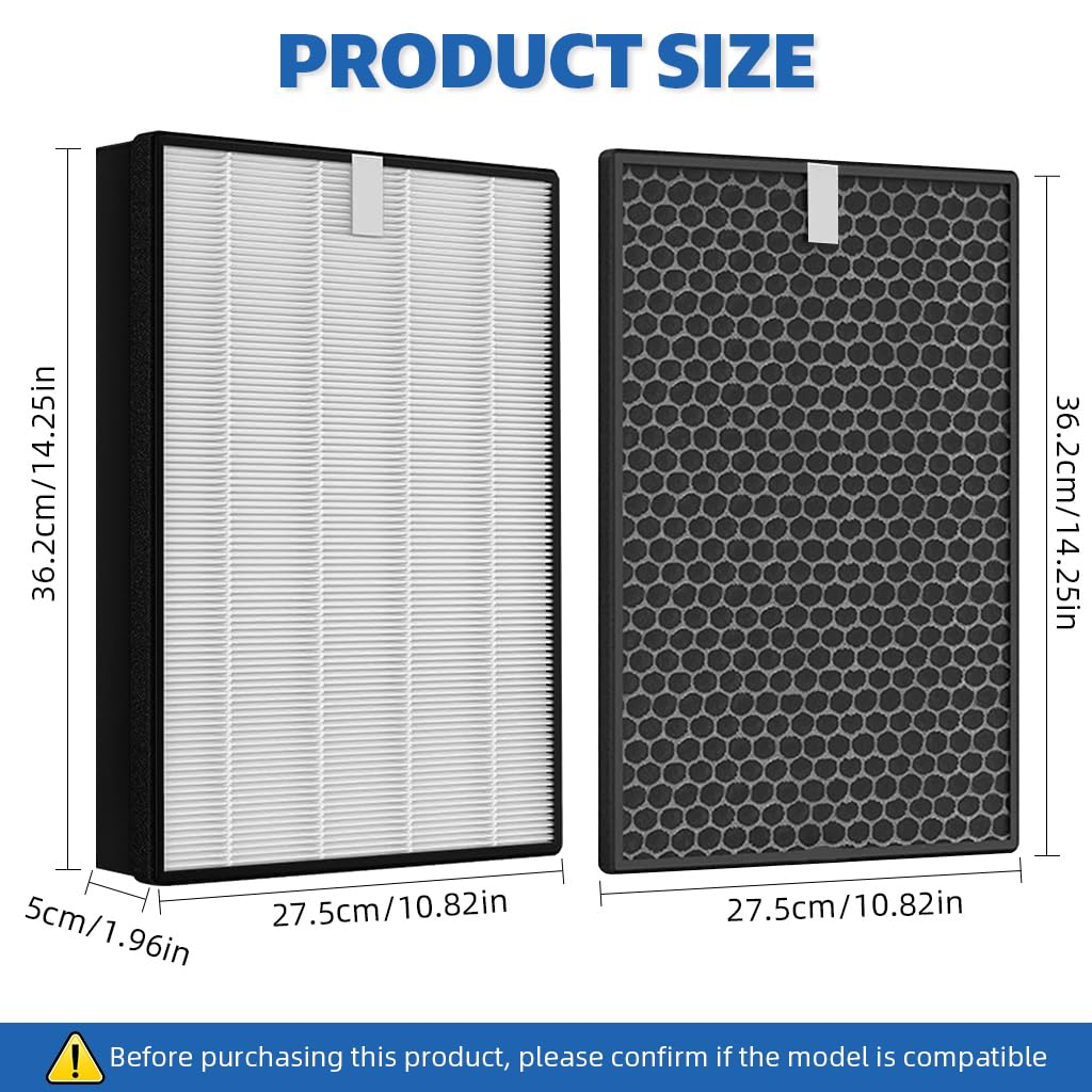 Verilux Air Purifier Filter Set for Philips Series 2000 with Dual Filtration 36x27.5x5cm