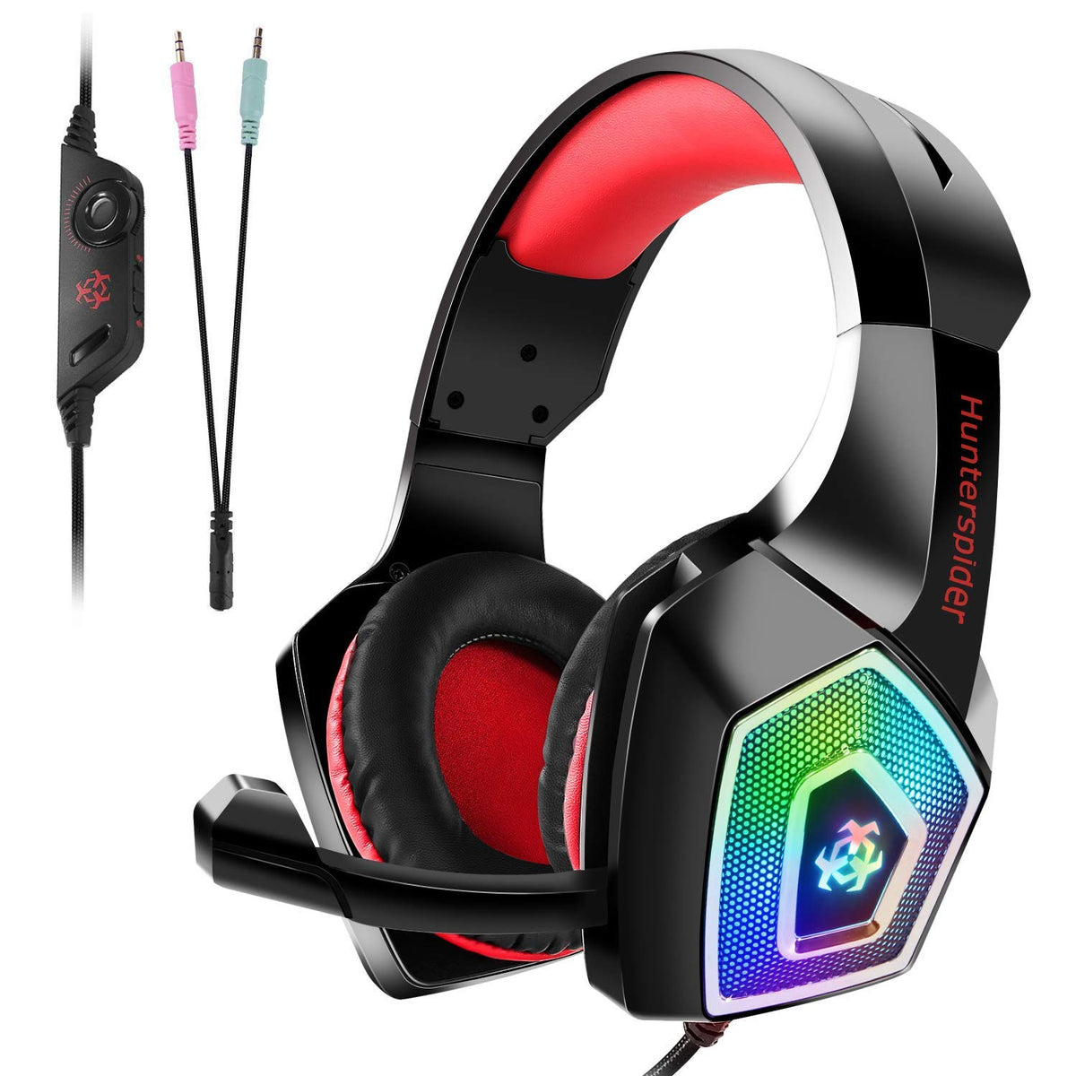 Verilux Gaming Headset for PS4 and PS5 with 40mm Stereo Surround Sound and LED Lights | Noise Cancelling Mic