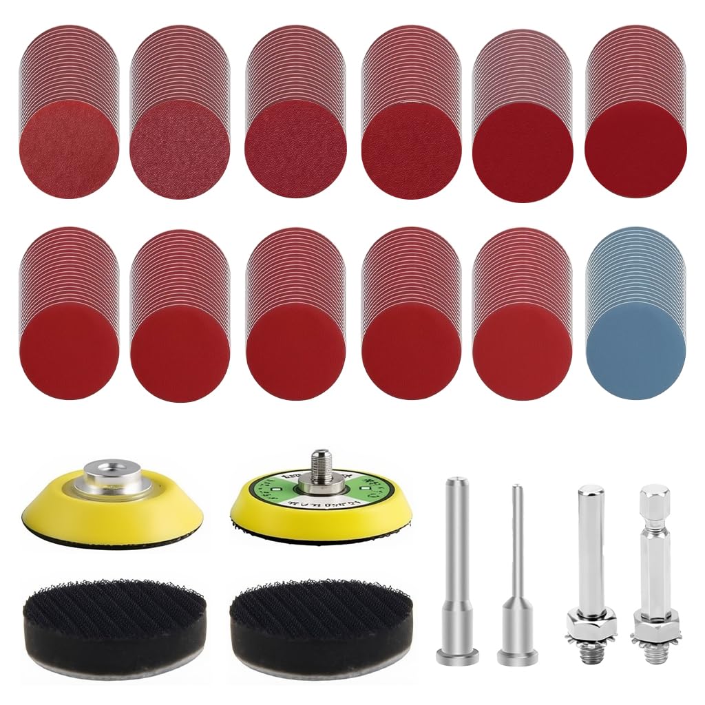Serplex® 248Pcs 2 Inch Sanding Discs Pad Kit, Die Grinder Rotary Sander Attachment for Drill, 60-3000 Grit, for Wood, Metal, Automotive Detailing, Polishing & Finishing