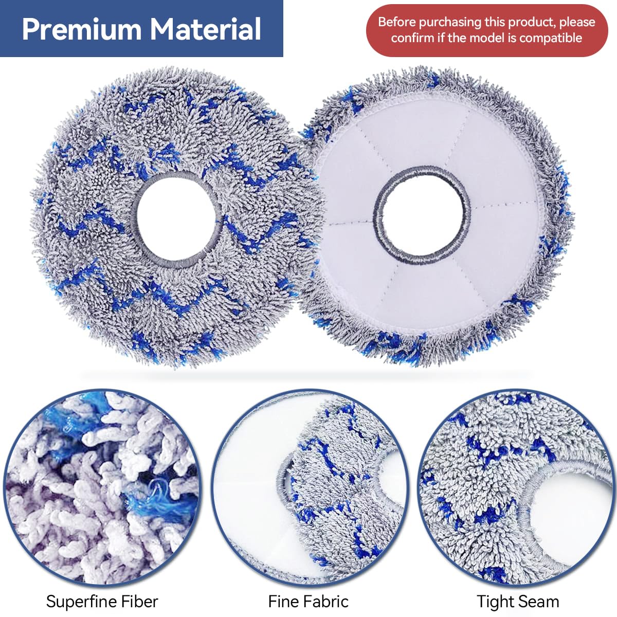 Verilux® 4Pcs Replacement Mop Cloth for ECOVACS DEEBOT T20 Pro/Max Microfiber Mop Pads Washable and Reuseable Absorbent Mop Pads Spare Mop Cloth for Hard Floor, Tile, Hardwood, and Laminate