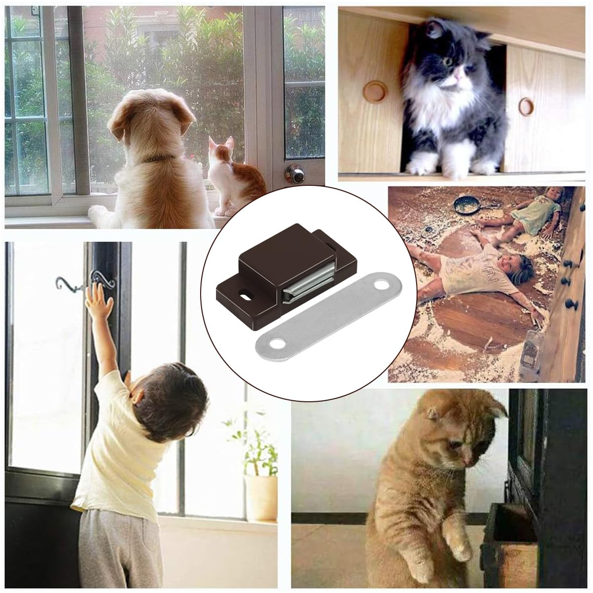 Serplex® 12Pcs Magnetic Door Catches for Cabinets and Closets, Strong Magnetic Door Latches for Cupboards, Drawers, and Furniture Doors