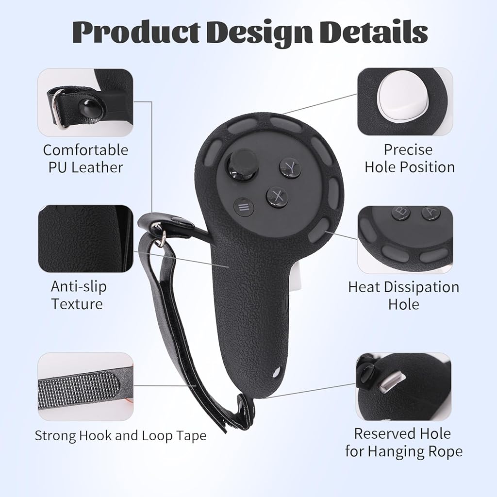 ZORBES® Controller Grips Cover for Meta/Oculus Quest 3/Quest 3S Accessories, Silicone Grips Cover with Controller Hand Straps Compatible with VR Touch Controller Cover