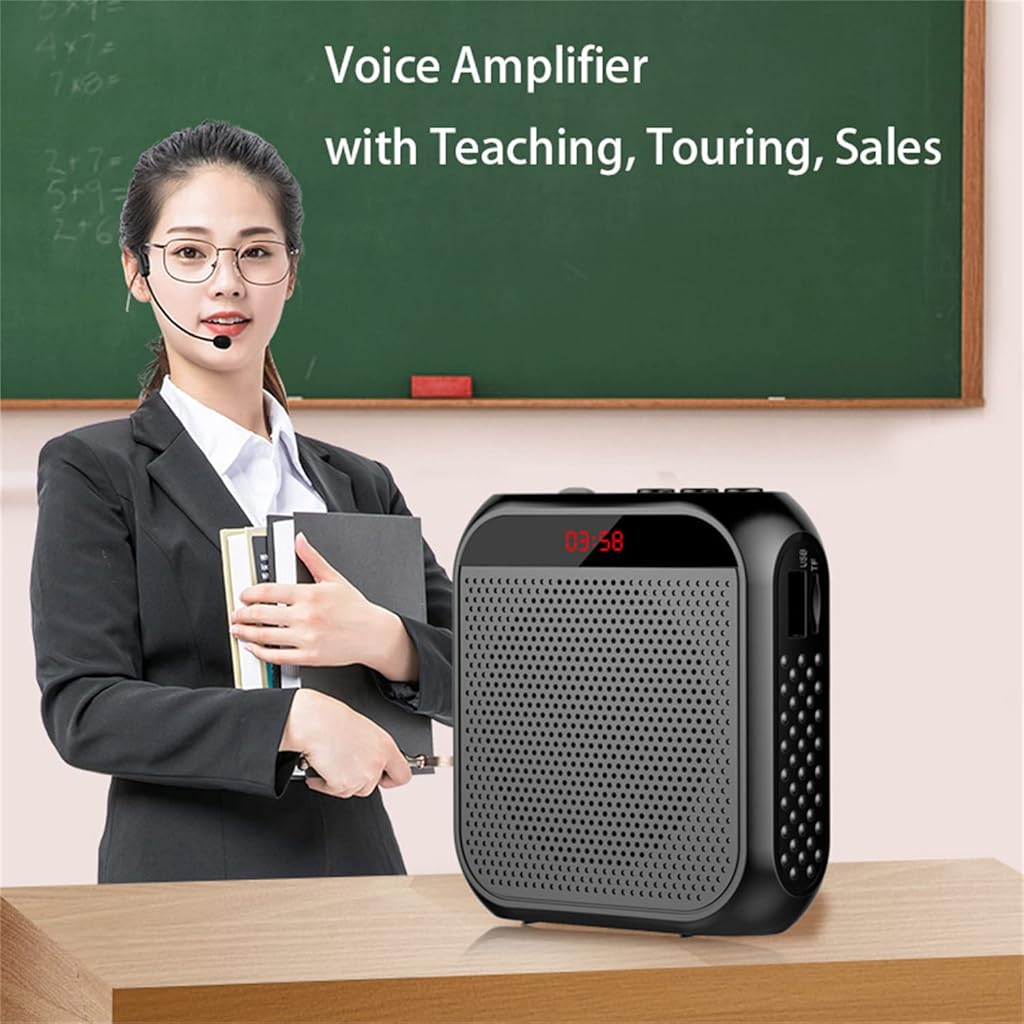 ZORBES® Voice Amplifier for Teachers Microphone Headset Set 2200 mAh with Support TF Card U Flash Disk Portable Tour Guide Coach Speaker Black 2 PCS