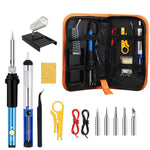 Serplex® Soldering Iron Kit Soldering Iron 60 Watt Original Adjustable Temperature Welding Tool,Soldering Kit With Soldering Gun,5Pcs Soldering Tips,Desoldering Pump,Soldering Iron Stand,Tweezers,ac