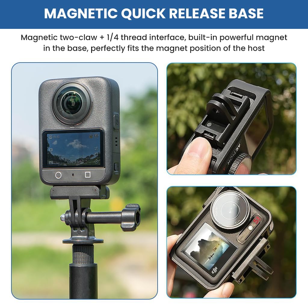 ZORBES® Compatible with DJI Action 6/OSMO Nano, Magnetic Action Camera Mount Adapter Quick Release Magnetic Action Camera Holder for Mounting Accessories, Attachable Tripod, Stable Filming
