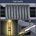 Verilux 3.5 mm Aux Cable for Car and Speakers featuring Right Angle Plug 9.8 ft Nylon Braided