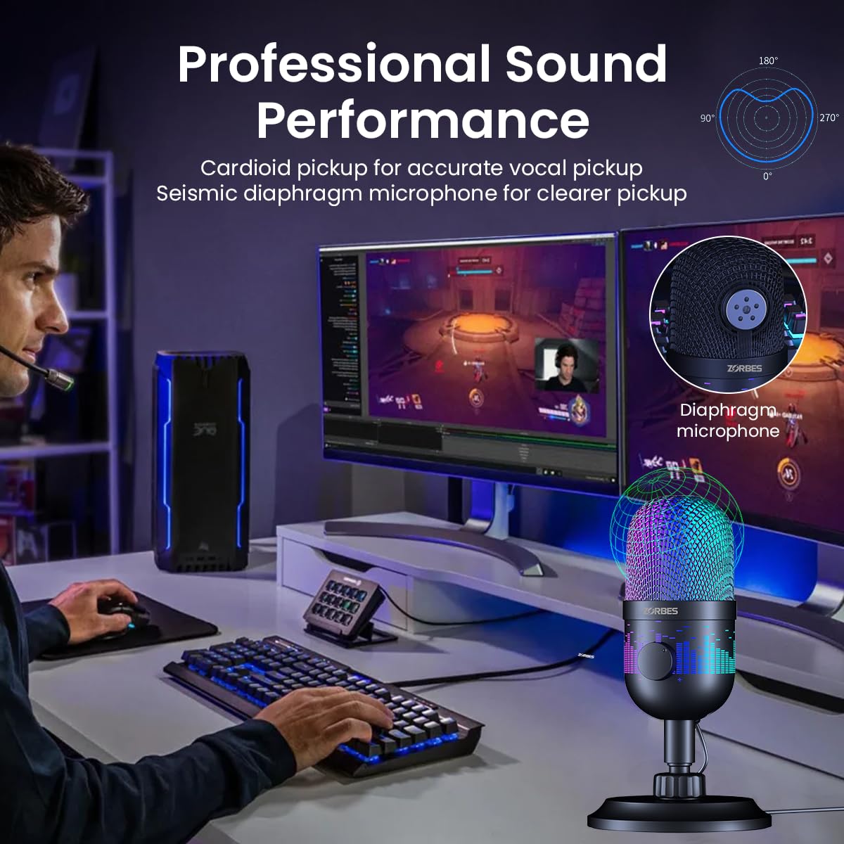 ZORBES® USB Microphone Plug and Play Gaming Mic for PC
