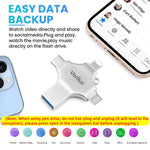 Verilux Flash Drive for iPhone and Android with 128GB Storage featuring 4 in 1 Interfaces