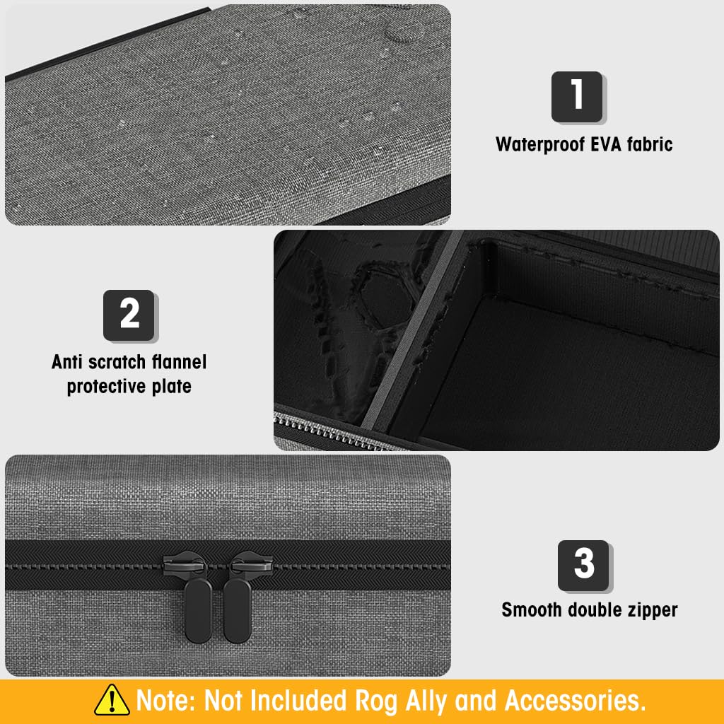 Verilux Carrying Case for Rog Ally with Mesh Pouch and Handle 12.79×5.47×3.35 in | EVA Travel Bag