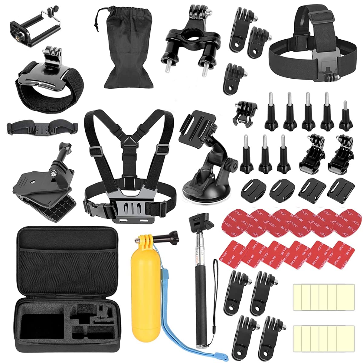 ZORBES® 53 in 1 Camera Accessories Kit for Gopro Hero 11 10 9 8 7 6 5 4 3+, 53 in 1 Go Pro Black Bundle, Mount Set for Go Pro Fusion Silver Max Session or Akaso or DJI Osmo