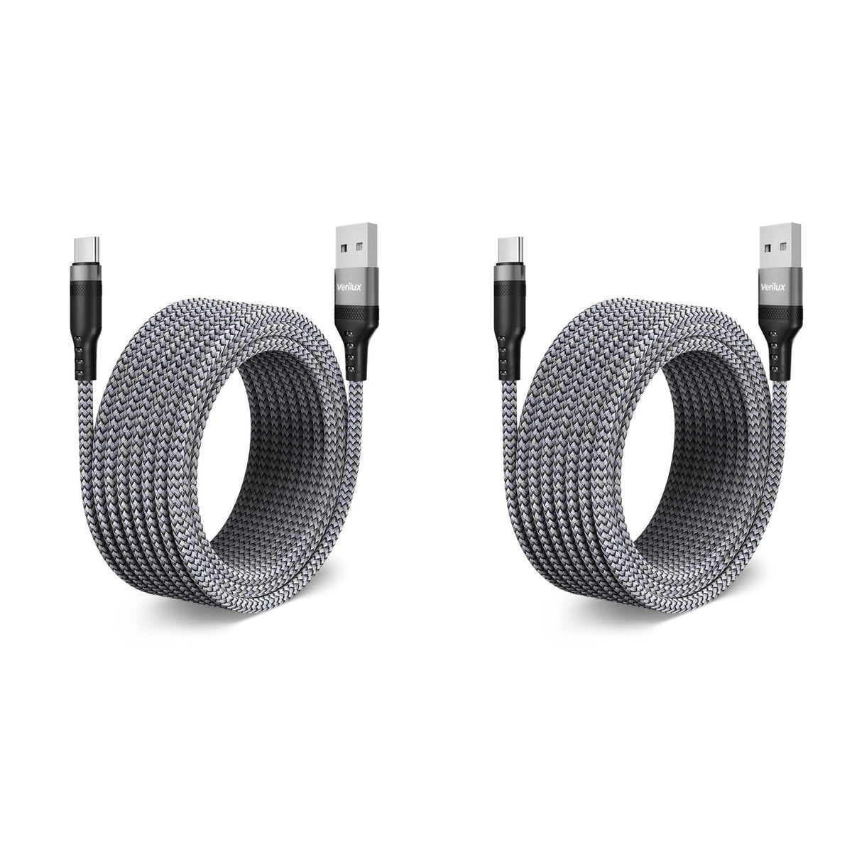 Verilux USB C Cable for Fast Charging and Data Transfer featuring 16.4ft Nylon Braided Design | 15W 3A Power Delivery