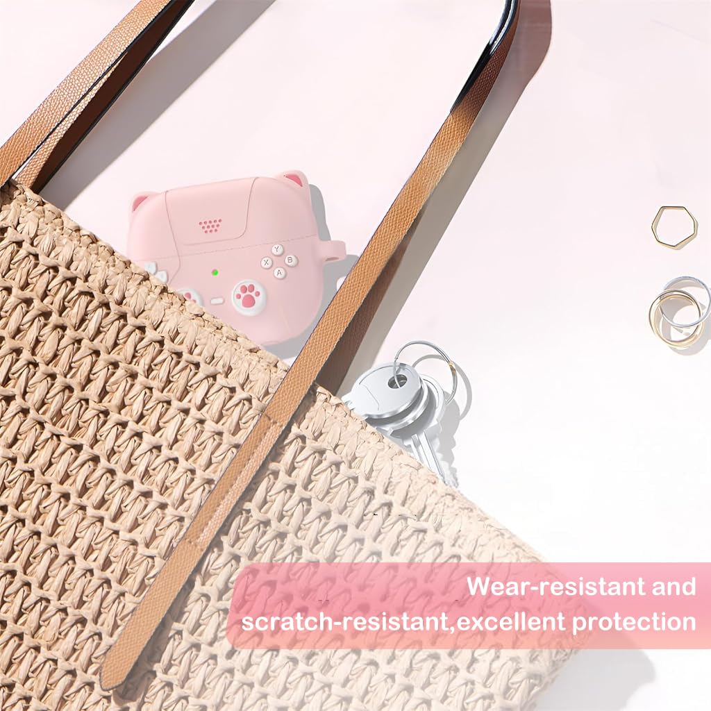 ZORBES® Earbuds Case Cover for Samsung Galaxy Buds 3 Protective Silicone Skin Cover with Carabiner Fashion Retro Gaming Machine Earbuds Case Cover for Samsung Galaxy Buds 3/3 Pro, Pink