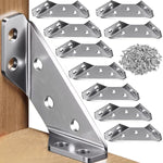 Serplex® 10Pcs Shelf Brackets with 60Pcs Screws, 2MM Thickening Furniture Corner Connector, Stainless Steel Angle Corner Bracket, Heavy Duty Corner Bracket for Wooden Panel, Woodworking, Crafting