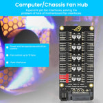 Verilux PC PWM Fan Hub for CPU Cooling with 10 Port 12V 4 Pin Splitter | Easy Install