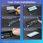 Verilux® M.2 NVMe SSD Enclosure with Type C Cable, USB C External NVMe SSD Enclosure, RGB 10Gbps M.2 NVMe to USB Adapter, USB 3.2 M.2 NVMe Reader Supports M and B & M Keys, Fits 2230 2242 2260 2280