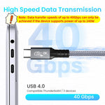 Verilux Type C to Type C Cable for Fast Charging with 240W Power and 40Gbps Transfer | 8K Display and Nylon Braided 4.9ft Design