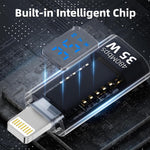 Verilux Type C to Lightning Connector with LED Display and PD 35W Fast Charging | 480Mbps Data Sync Adapter for iPhone