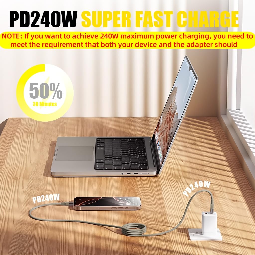 Verilux Type C Cable 4 in 1 240W Fast Charging with Magnetic Coiled Design | 480Mbps Data Transfer