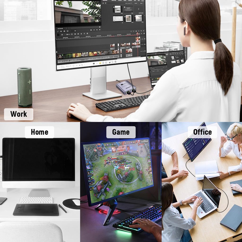 Verilux Gigabit Ethernet Splitter for Dual Device Connectivity with USB C Power | 1000Mbps 2 PCS