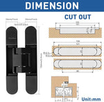 Serplex® 2Pcs Hidden Door Hinges for 25mm Thickness Door, Invisible Quiet Cabinet Hinges, Heavy-Duty Alloy Steel Concealed Hinges for Large Doors, Supports 20KG, 0.59'' Leaf Width, 2.75" Leaf Hight