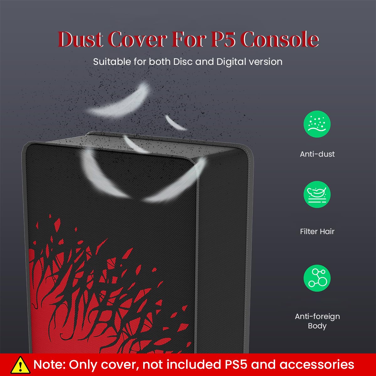 ZORBES® For PS5 Dust Cover Anti-scratch Dustproof Waterproof Shell Washable Protective Case for PS5 Disc&Digital Console
