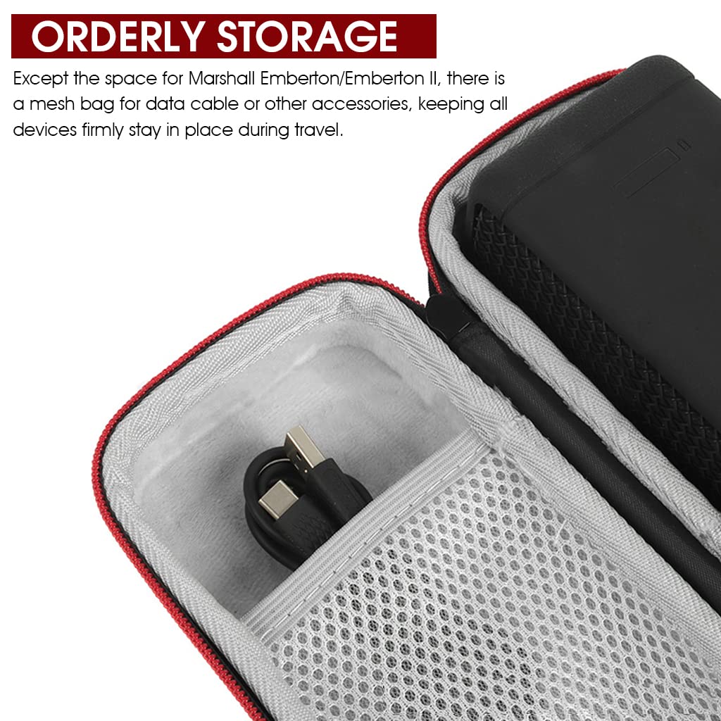 ZORBES® Travel Case for Marshall Emberton/Emberton II EVA Storage Case for Marshall Emberton Anti-Scratch Protection Bag Portable Travel Case Accessory Bag with Handstrap for Marshall Emberton