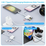 Verilux® Multi Card Reader for iPhone SD Card Reader 4 in 2 SD Card Reader USB C/Light-ning to SD/TF Card Flash Drive Reader Support Fast Charging for iOS Devices Portable Multi Card Reader