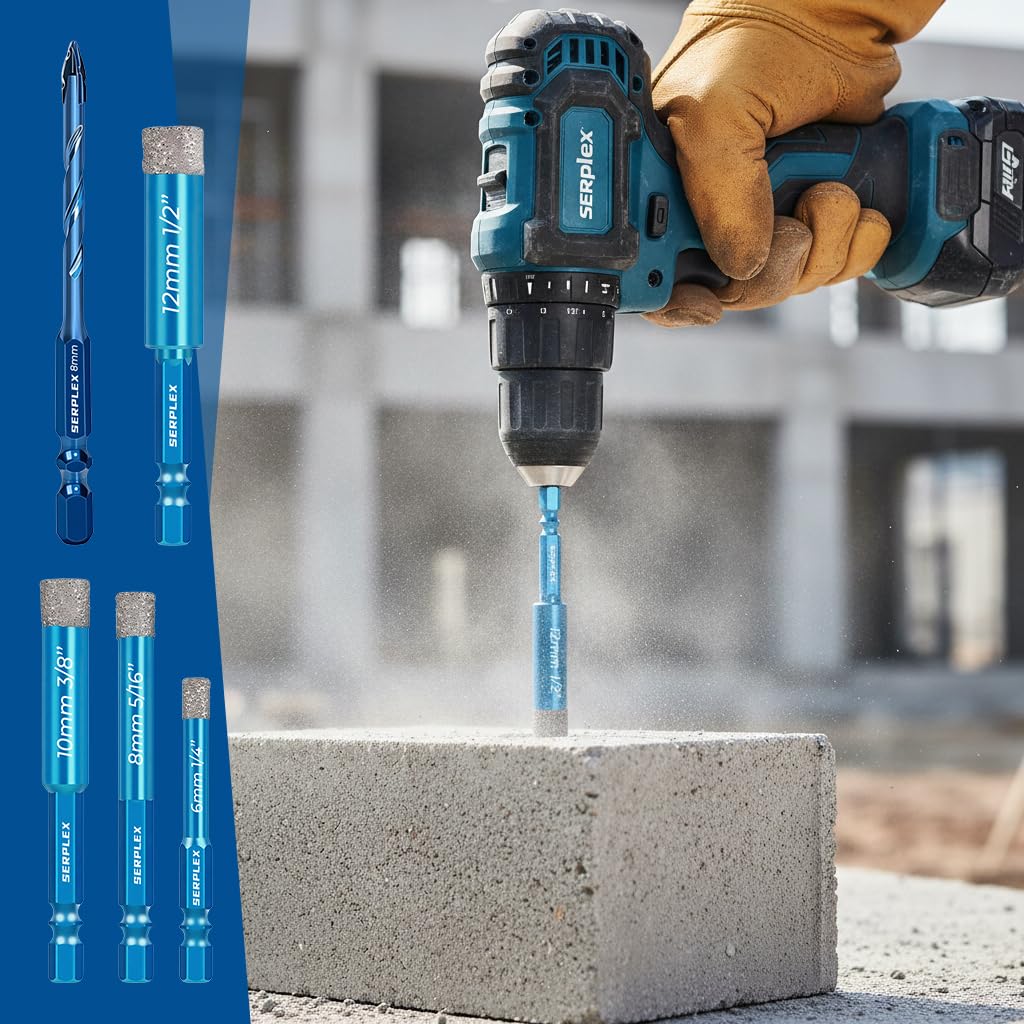Serplex Drill Bit Set for Tile and Glass