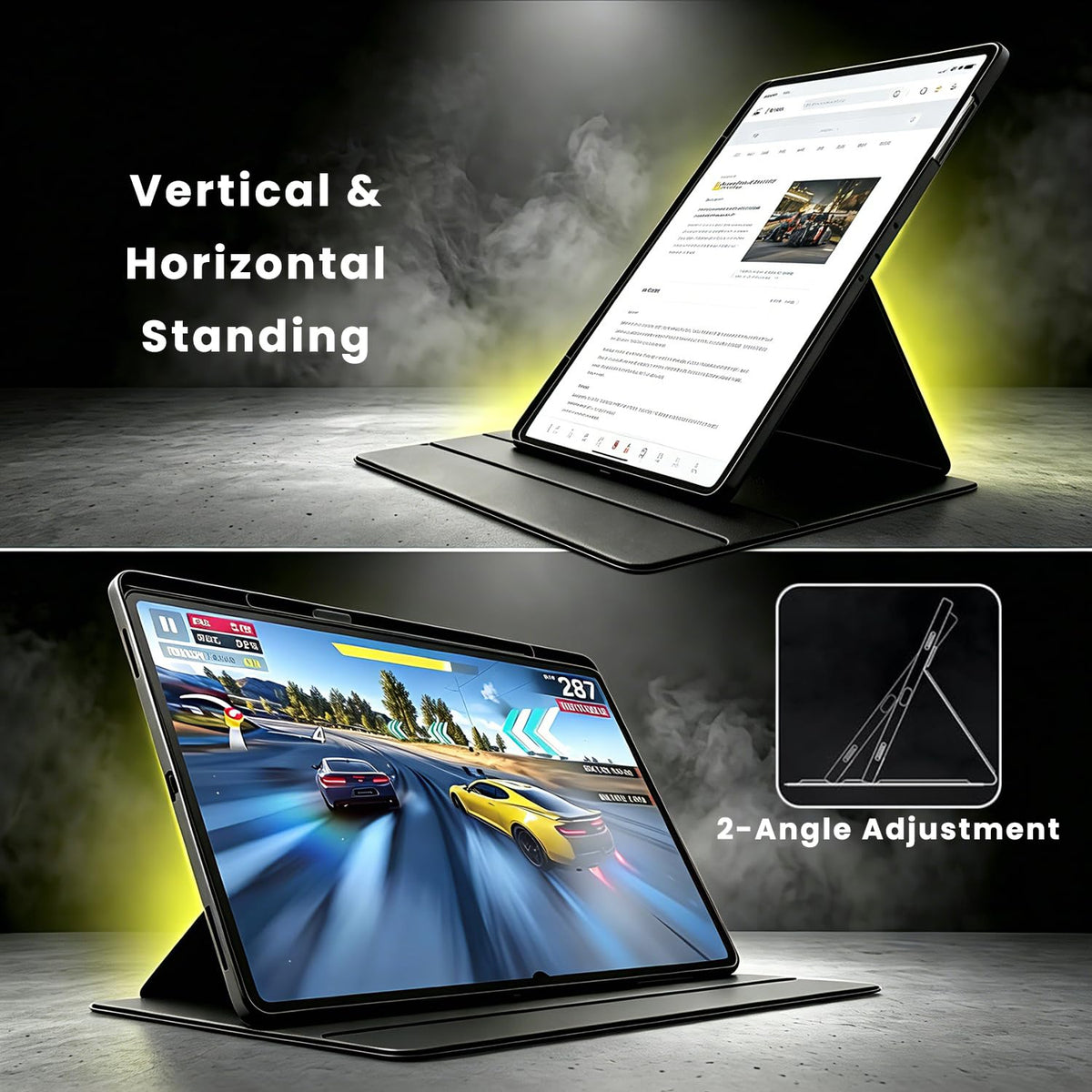 ZORBES® Compatible with Galaxy Tab S11 Ultra, 14.6'' Acrylic Tablet Cover with PU Screen Guard, 360 ° Rotatable Built in Tablet Holder, Adjustable Viewing, Stylus Pen Slot Design