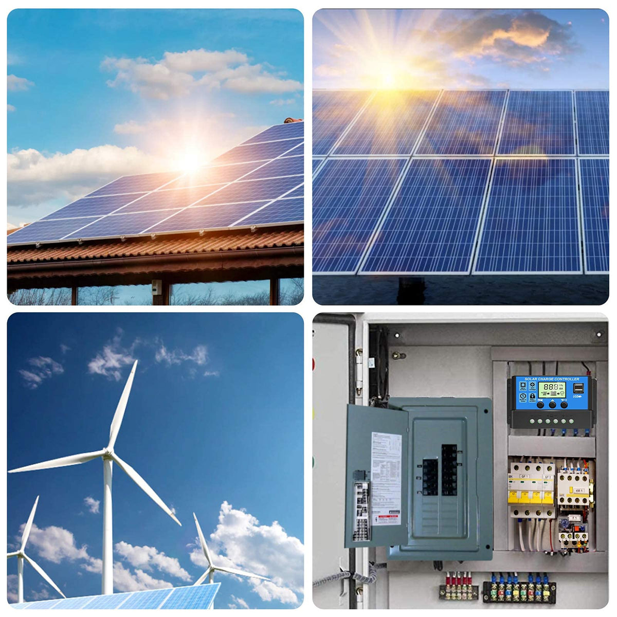 ZORBES® 0A 12V 24V ABS Solar Panel Charger Controller Battery Dual USB LCD Display Regulator