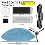 Verilux Replacement Accessories for Ecovacs Deebot U2 Pro with 1 Main Brush 4 Side Brushes 3 Filters 3 Rags