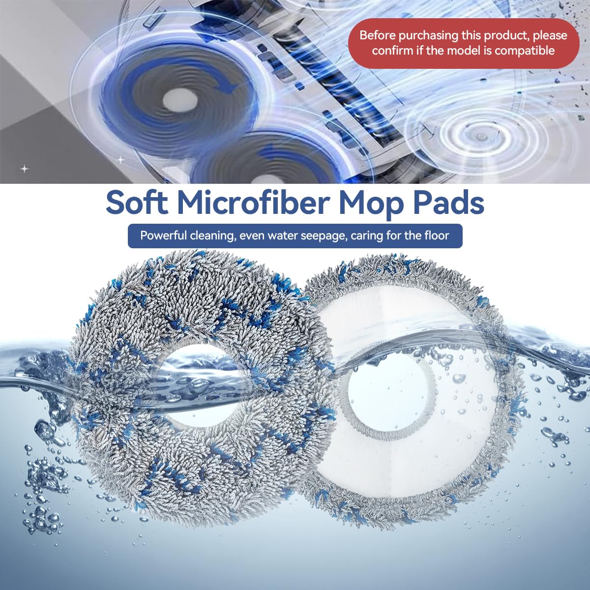 Verilux® 4Pcs Replacement Mop Cloth for ECOVACS DEEBOT T20 Pro/Max Microfiber Mop Pads Washable and Reuseable Absorbent Mop Pads Spare Mop Cloth for Hard Floor, Tile, Hardwood, and Laminate