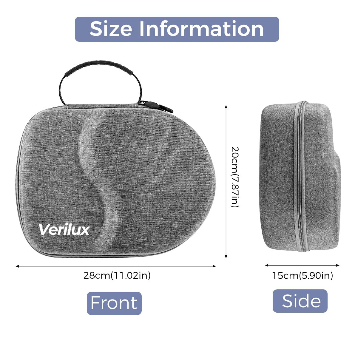 Verilux VR Headset Carrying Case for Meta Quest and Pico 4 with Hard EVA Shell | Grey