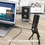 Verilux USB C Sound Card for Stereo Audio and Mono Mic Input | 3.5mm Adapter 2PCS