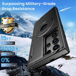 ZORBES® Phone Case for Samsung Galaxy S22 Ultra Anti-scratch TPU Phone Case with Intergrated Camera Sliding Cover 6.8" Fashion Multifunctional Magsafe Phone Case with Ring Holder Phone Stand, Black